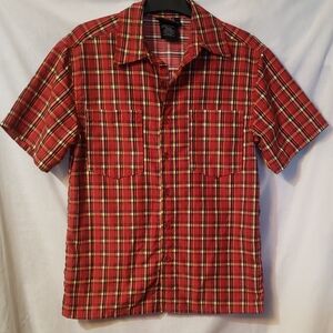 Boys' Red Plaid Short-Sleeve Button-Down Shirt